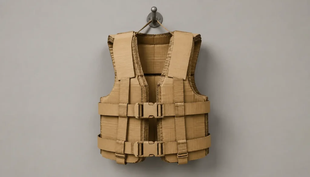 a life jacket made entirely of corrugated cardboard