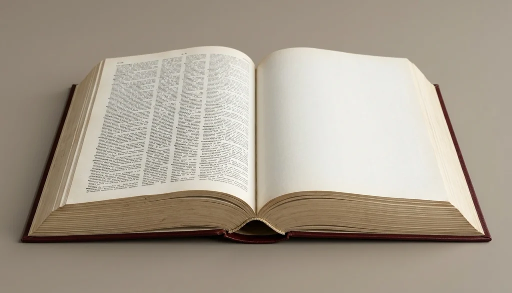 an open dictionary with every right-hand page blank