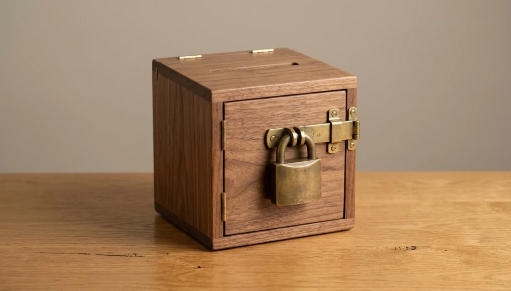 a padlocked office suggestion box with no keyhole