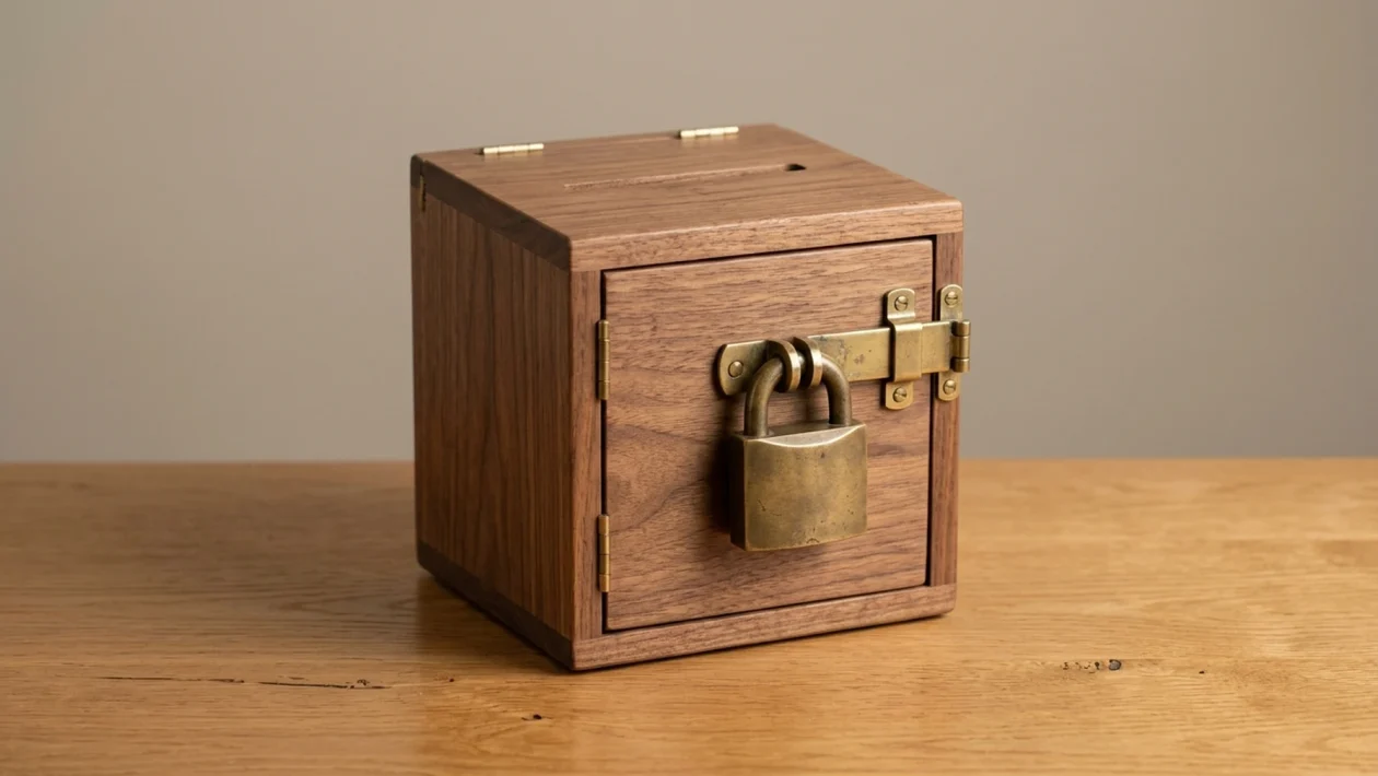 a padlocked office suggestion box with no keyhole