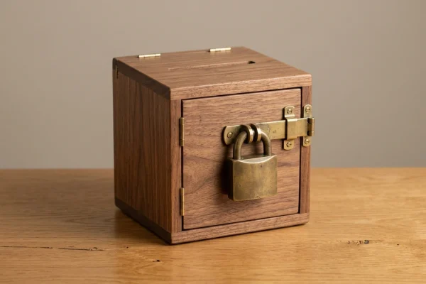 a padlocked office suggestion box with no keyhole